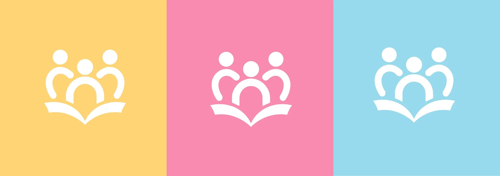 The Lomdim Acheret mark in white on yellow, pink and blue
