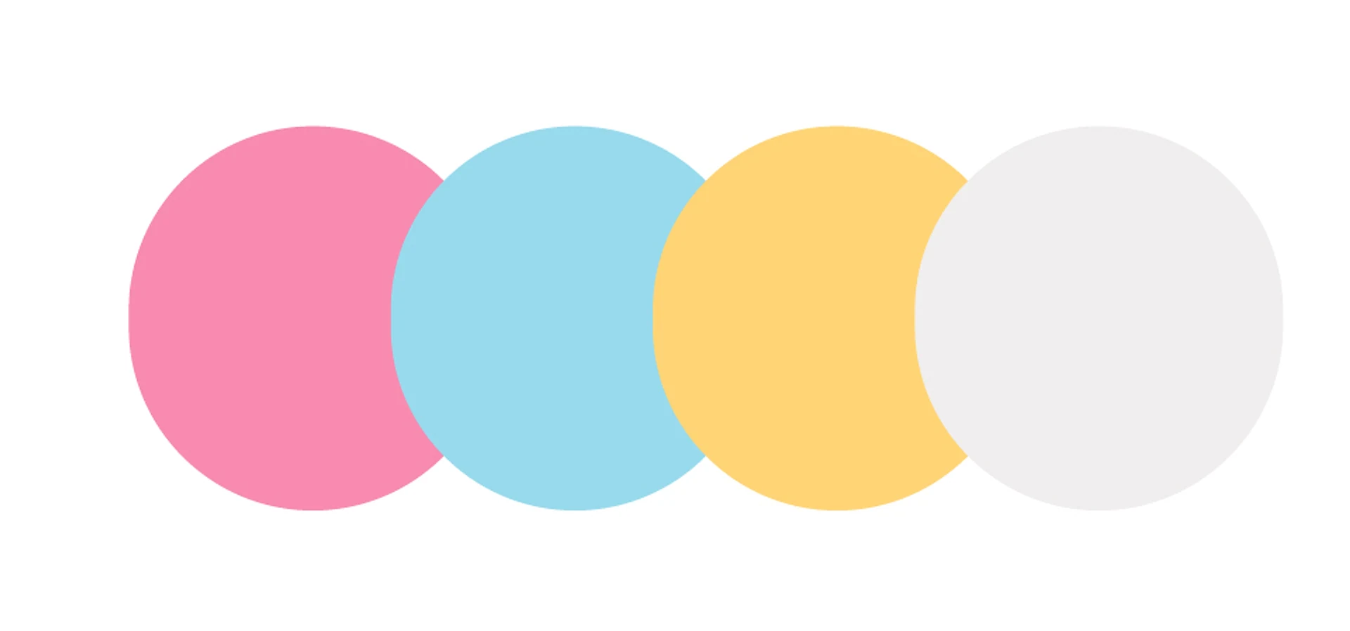 The Lomdim Acheret palette: pink, blue, yellow and a soft light grey