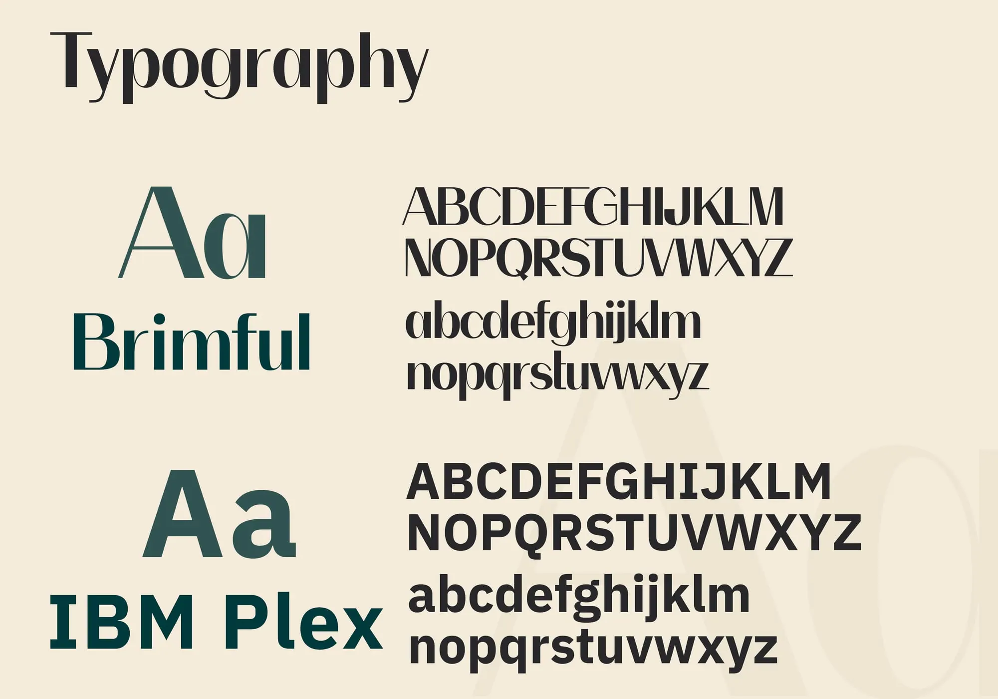Shoval Gabriel typography, Brimful and IBM Plex