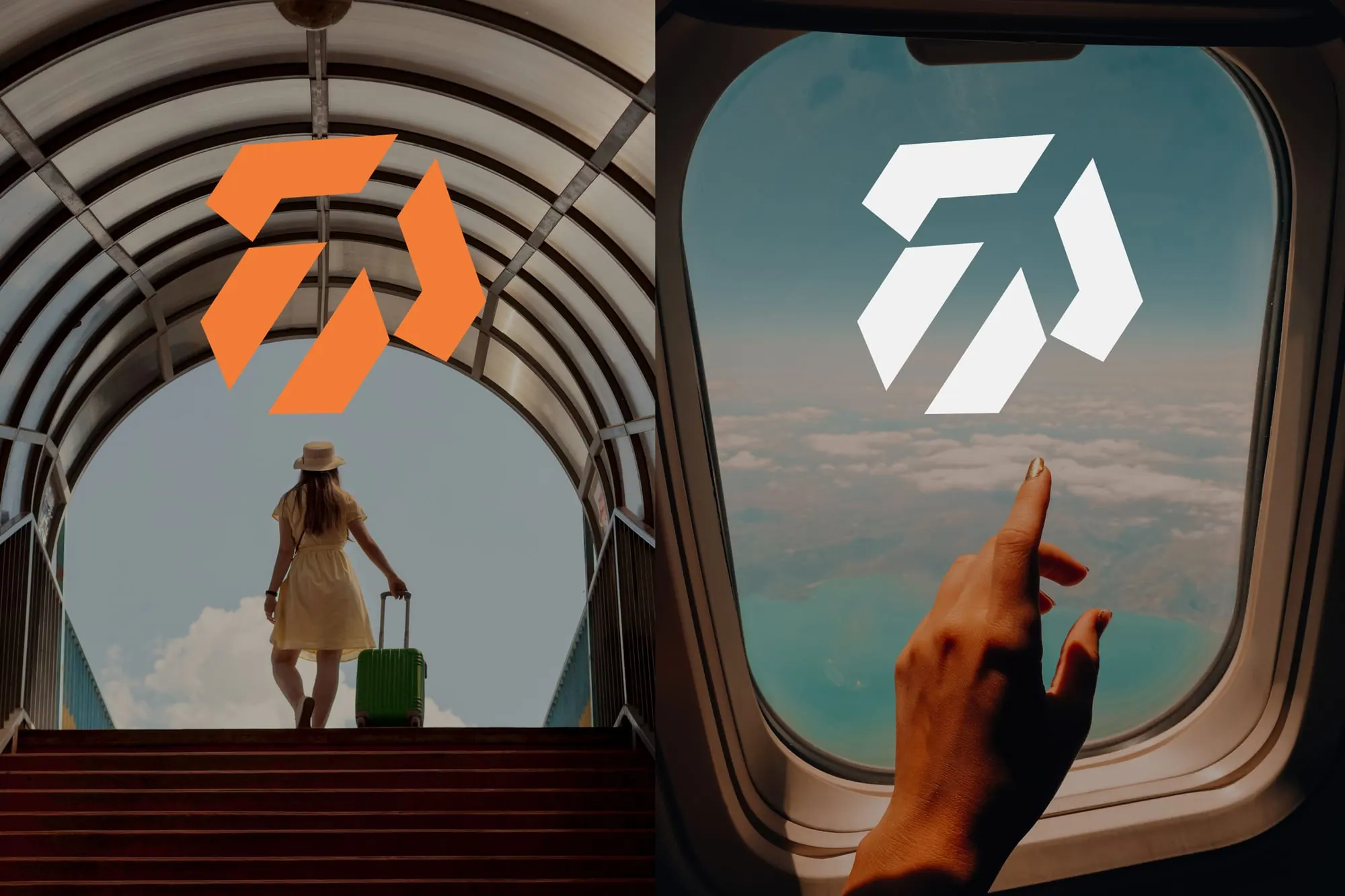 The TUS VIP mark on a jet bridge and in a plane window