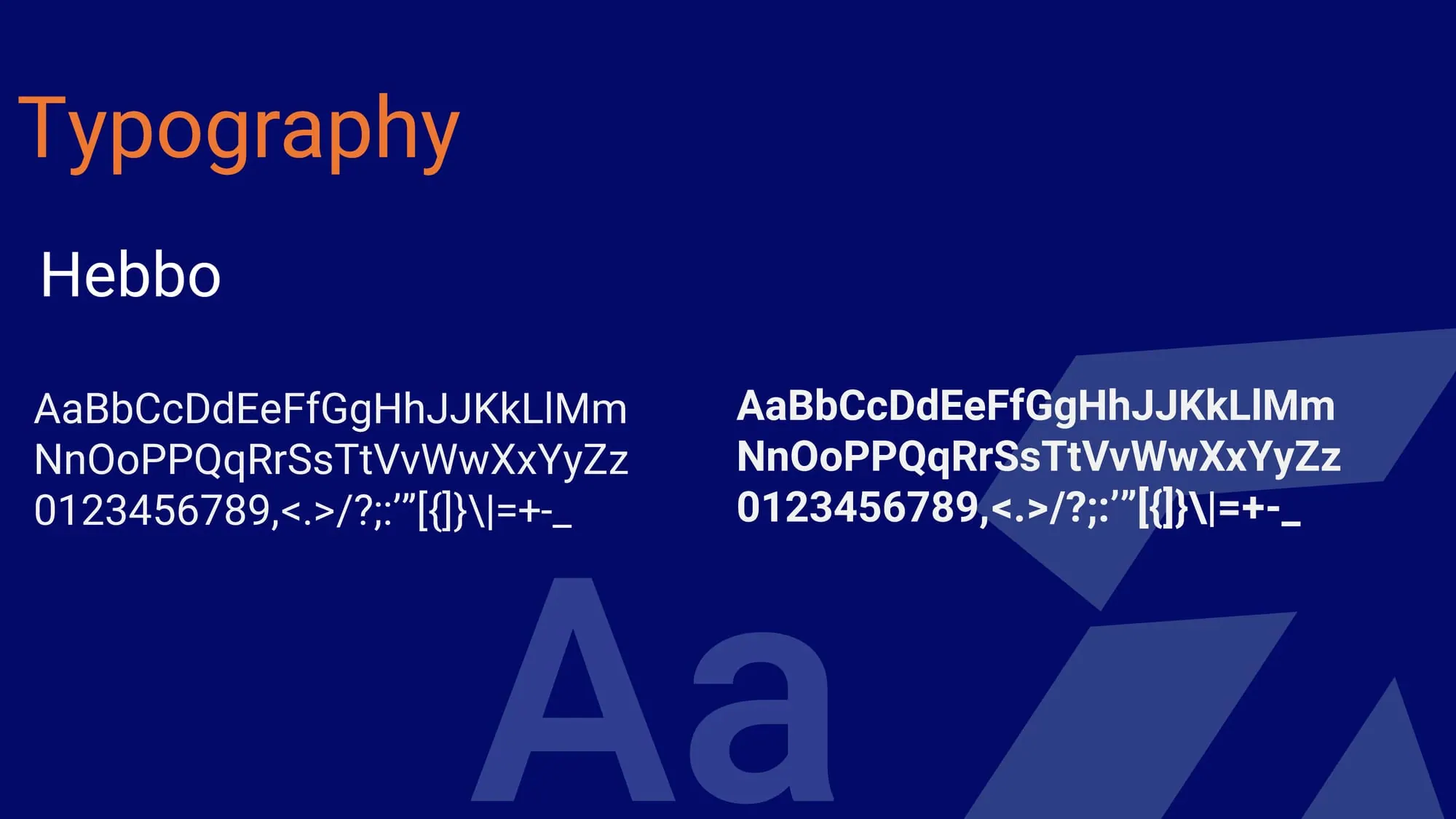 TUS VIP typography, Heebo in regular and bold