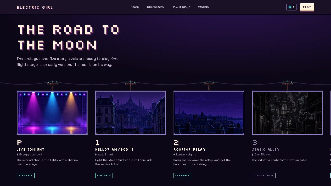 The worlds section on the landing page